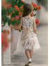 White Embroidered Organza Short Rustic Flower Girl Dress